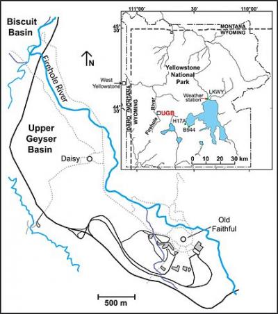 Location of Geysers in Yellowstone