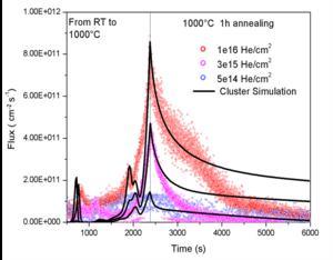 Comparison between Cluster Dynamics Simulation and Thermal Desorption Spectrocopy (TDS)