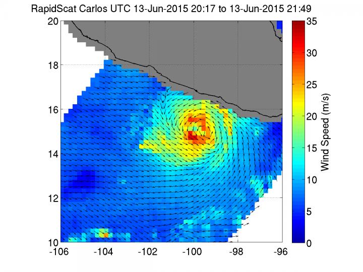 RapidScat Image of Carlos