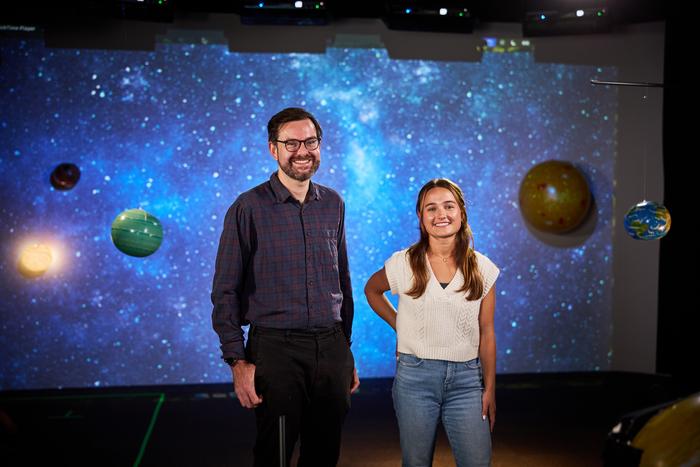 UNSW Sydney astronomers Ben Montet and Margo Thornton