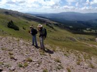 Researchers Examine the Breakaway Zone of the Landslide