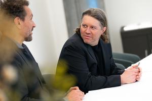 ISTA President Martin Hetzer and Canadian philanthropist and entrepreneur Garrett Camp on ISTA's campus