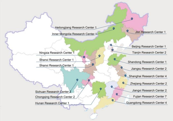 Distribution of specific study sites.