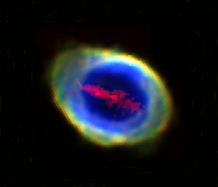 A composite RGB image of the Ring Nebula (also known as Messier 57 and NGC 6720) constructed from four WEAVE/LIFU emission-line images