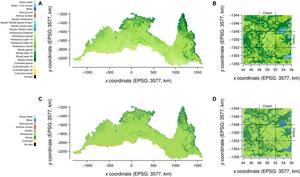 Depictions of the land cover data for 2018.