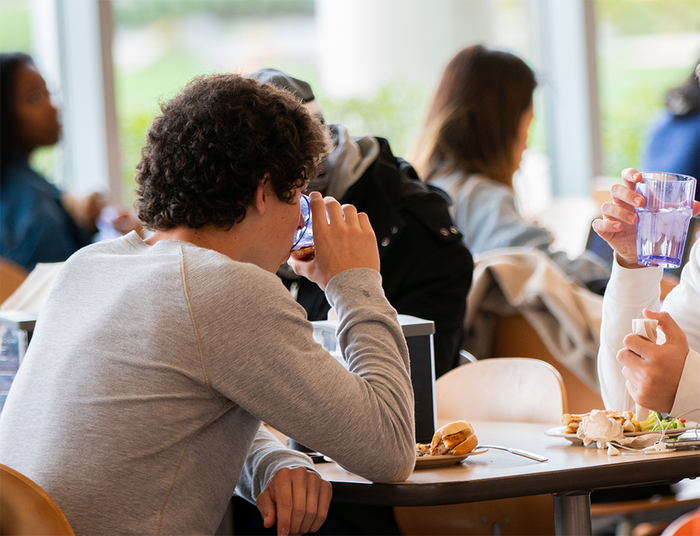 College students in dining hall