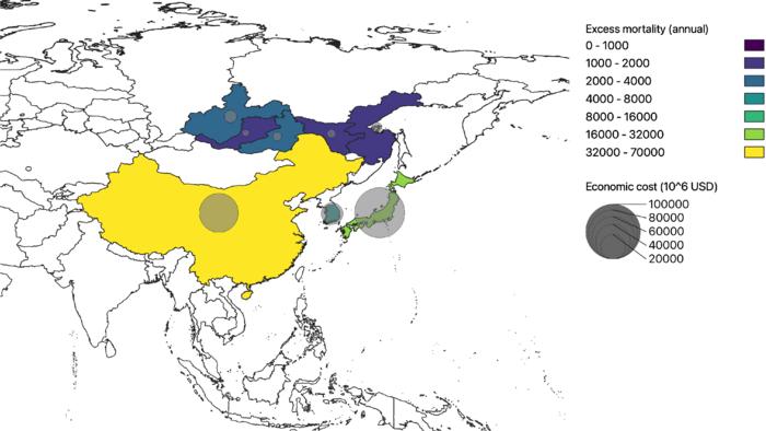 Estimated mortality and economic impacts of enhanced Siberian wildfires