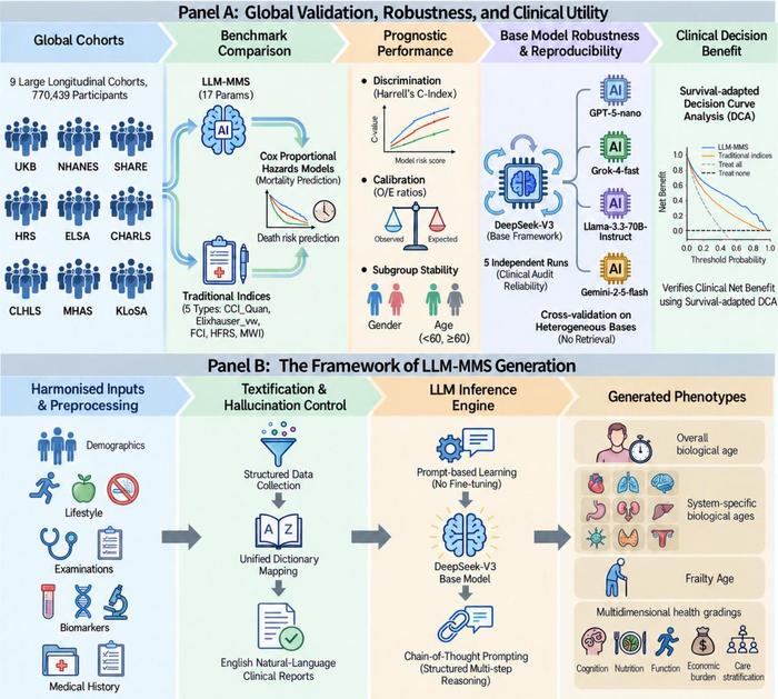 Overview of the LLM-MMS: global validation, robustness assessment, and generation framework.