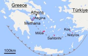 Map of the Aegean Volcanic Arc