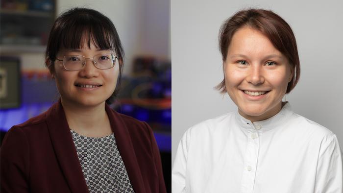 Recipients of 2026 ERC Starting Grants: Thermal engineering researcher Dr. Jingyuan Xu (KIT; left) and architectural historian Dr. Maryia Rusak (KIT/KU Leuven; right). (Photos: L’Oréal-UNESCO For Women in Science programme / The Oslo School of Architec