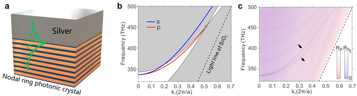 Figure 3 |Optical Tamm states in the interface between the nodal ring photonic crystal and the silver.