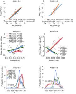 The relationships between LV and LDW for plants in drylands