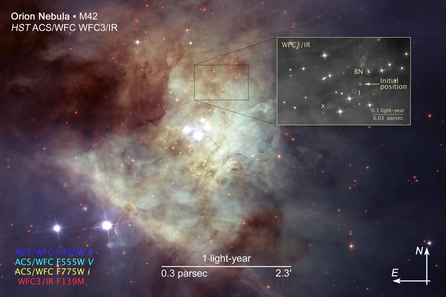 Scale and Compass Image for the Orion Nebula