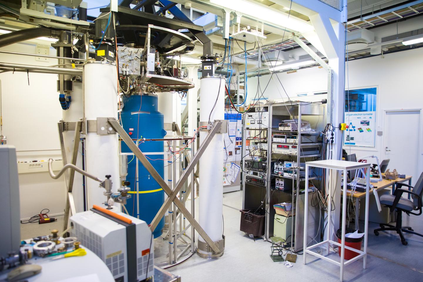 Cryostat in the Low Temperature Laboratory at Aalto University