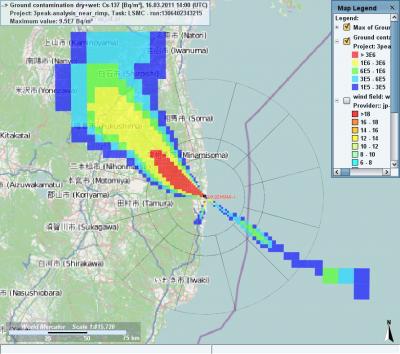 Cesium-137 Contamination of the Soil in Bq/m2