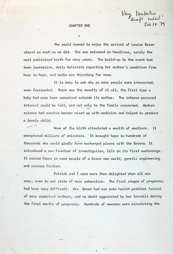 Robert Edwards’s “very tentative draft” of the opening of A Matter of Life.