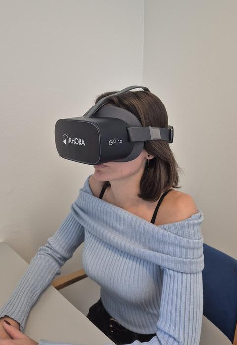 Researcher wearing VR Headset