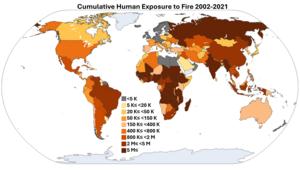 Cumulative Human Exposure to Fire 2002-2021