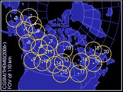 Map of the 20 All-sky Imagers Used in Support of the THEMIS Mission