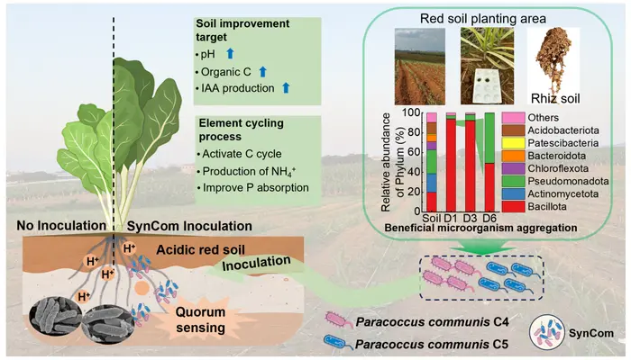 Mechanism of synthetic communities in improving acidic soil and promoting crop growth