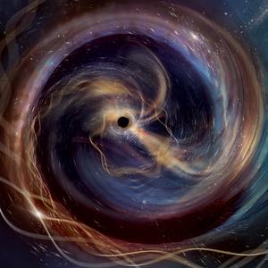 Artistic representation of a ringing rotating black hole