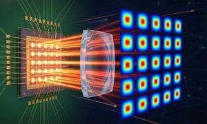 Chip-scale platform integrating the 5x5 VCSEL array and custom beam-shaping optics