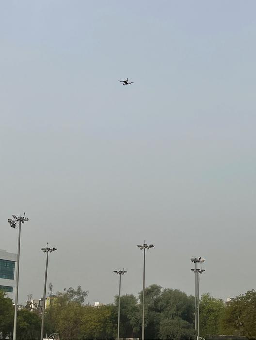 Drone flying above Delhi