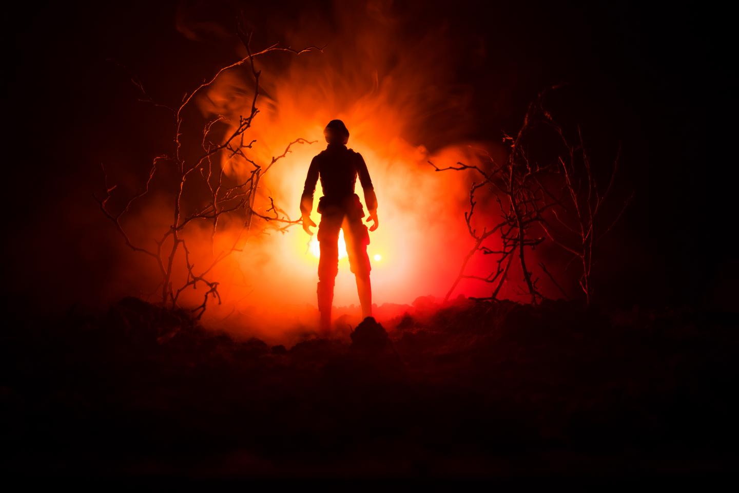 Man Faces Fire