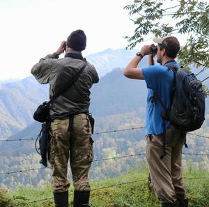 Researchers conducting fieldwork on the central Andes of Colombia.