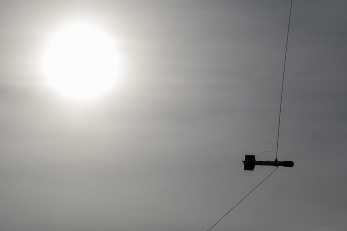 Magnetometre towed by Helicopter