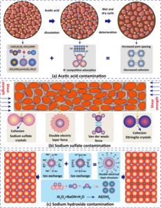 Microscopic mechanism of BGP-modified red soil under chemical pollution and dry–wet cycle