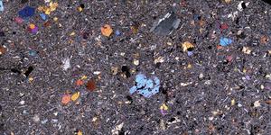 Microscope image of a thin sliver of one of the volcanic rocks from Afar, Ethiopia