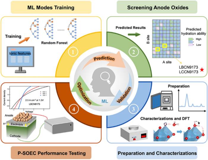 Machine Learning Tailored Anodes for Efficient Hydrogen Energy Generation in Proton-Conducting Solid Oxide Electrolysis Cells