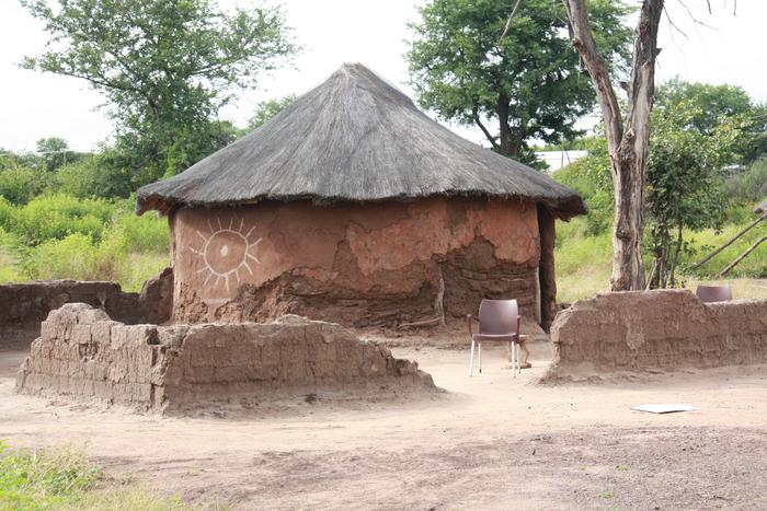 Damage to huts caused by elephants