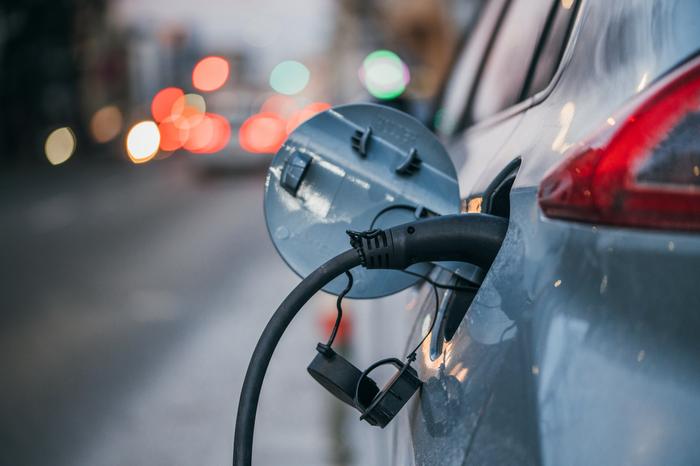 An Electric Car Charging