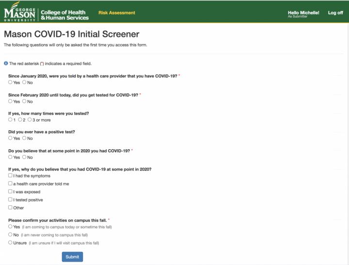 COVID Health Check&trade; tool
