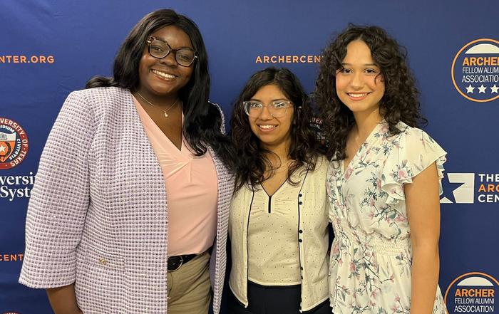 Archer Fellows Destiny Aladeyulu, Ariana Hernandez and Daniela Pedraja