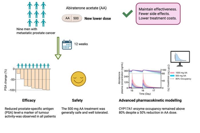 Lower dose of abiraterone acetate as effective for prostate cancer treatment
