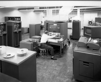 Historical Photo of the IBM 704 Computer Room at Lawrence Livermore (1956)