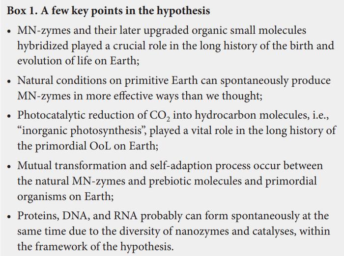 Box 1. A few key points in the hypothesis