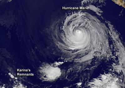 GOES Image of Karina and Marie