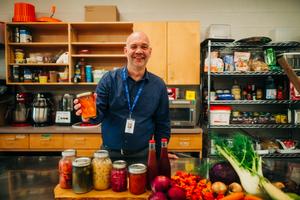 St. Joseph's Health Care London researcher Jeremy Burton and a selection of fermented foods
