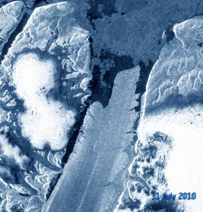 Iceberg Breaking off Petermann Glacier in Greenland