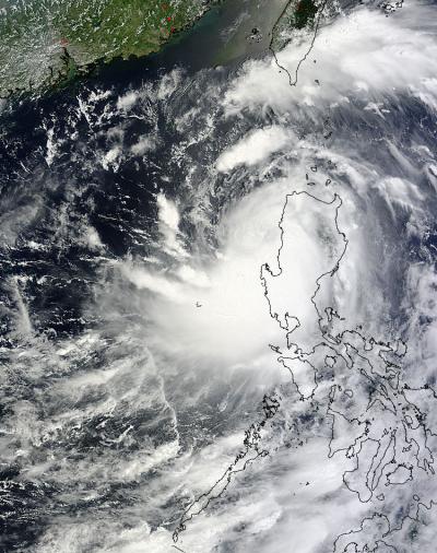 MODIS Sees Utor on Aug. 12