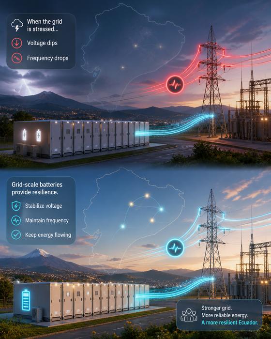 Grid-scale batteries for strengthening the resilience of Ecuador’s electric power system.
