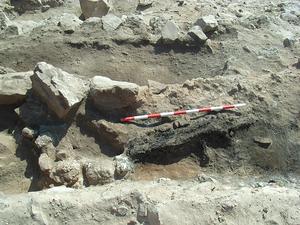 Wooden remains of the loom