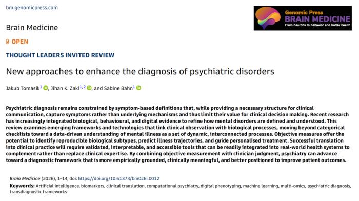 New approaches to enhance the diagnosis of psychiatric disorders