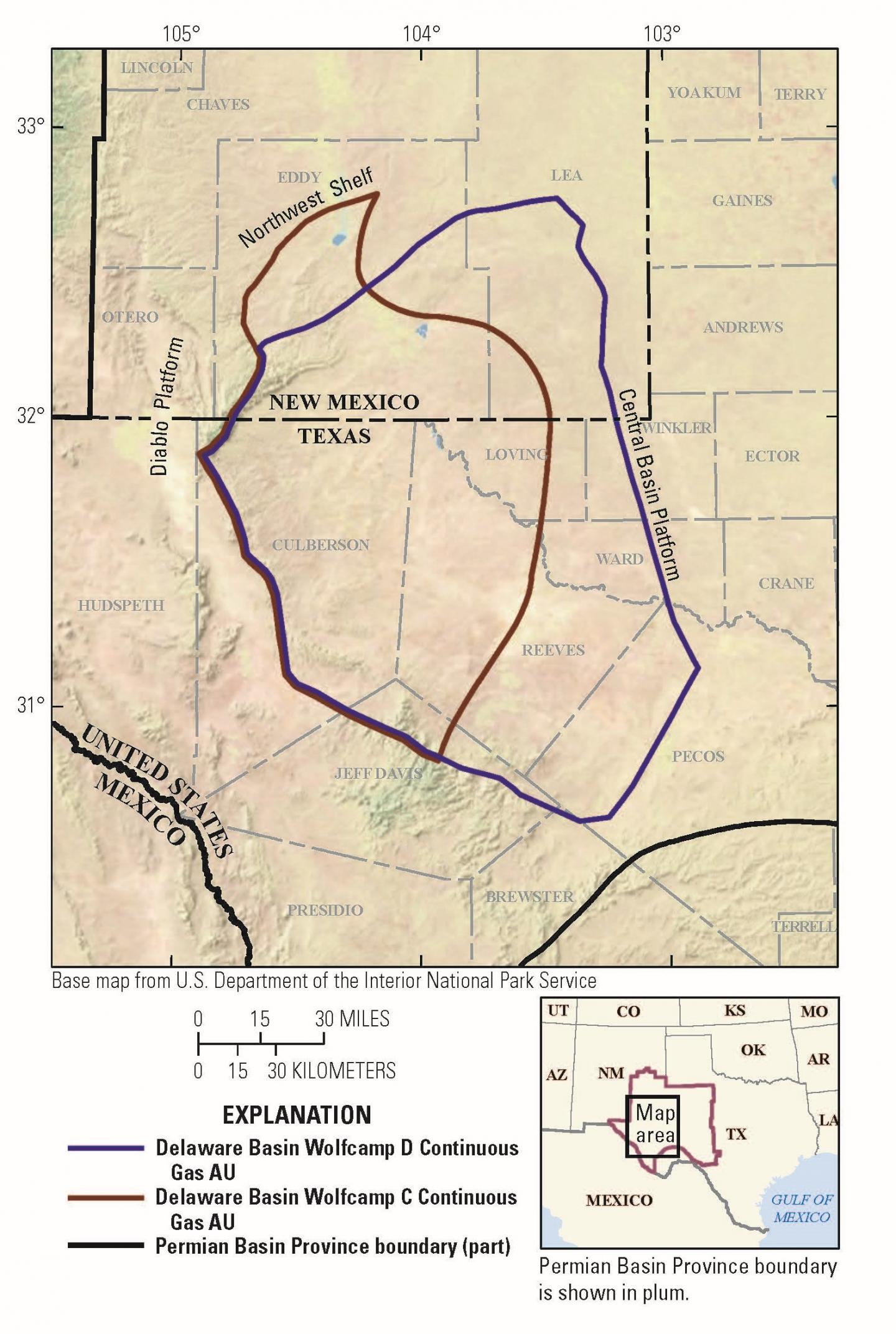 2018 USGS Delaware Basin Assessment Unit Map (3 of 3)