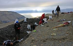 Ancient marine fossil bonebed site on Svalbard
