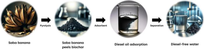 Removal of diesel oil from water using biochar derived from waste banana peels as adsorbent